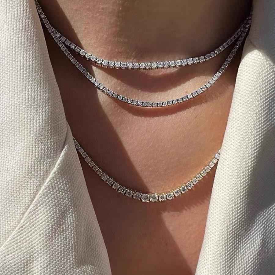 14k Gold 5 Ct Natural H Diamond Necklace - 5