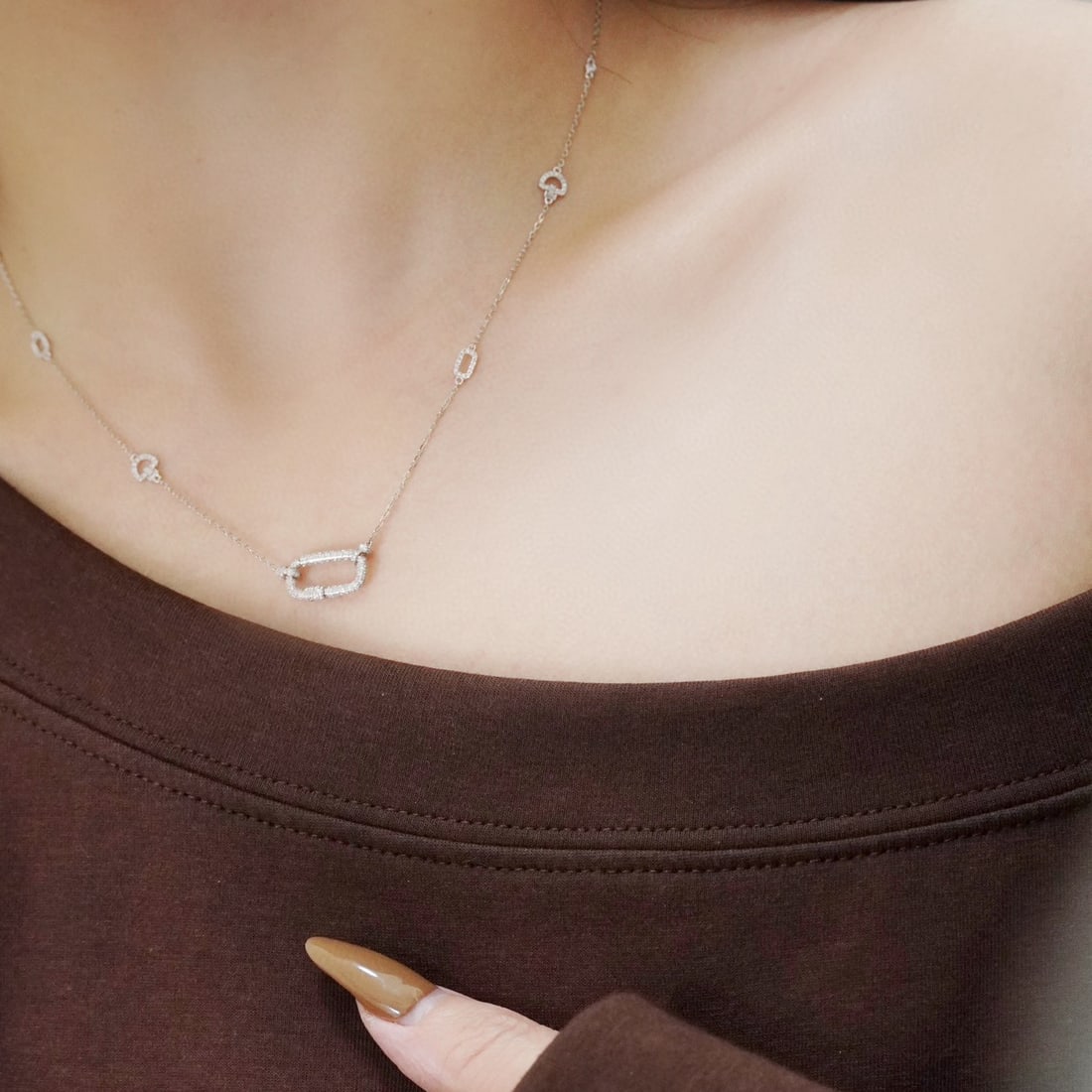 14k Gold 0.6 Ct Natural H Diamond Necklace - 6