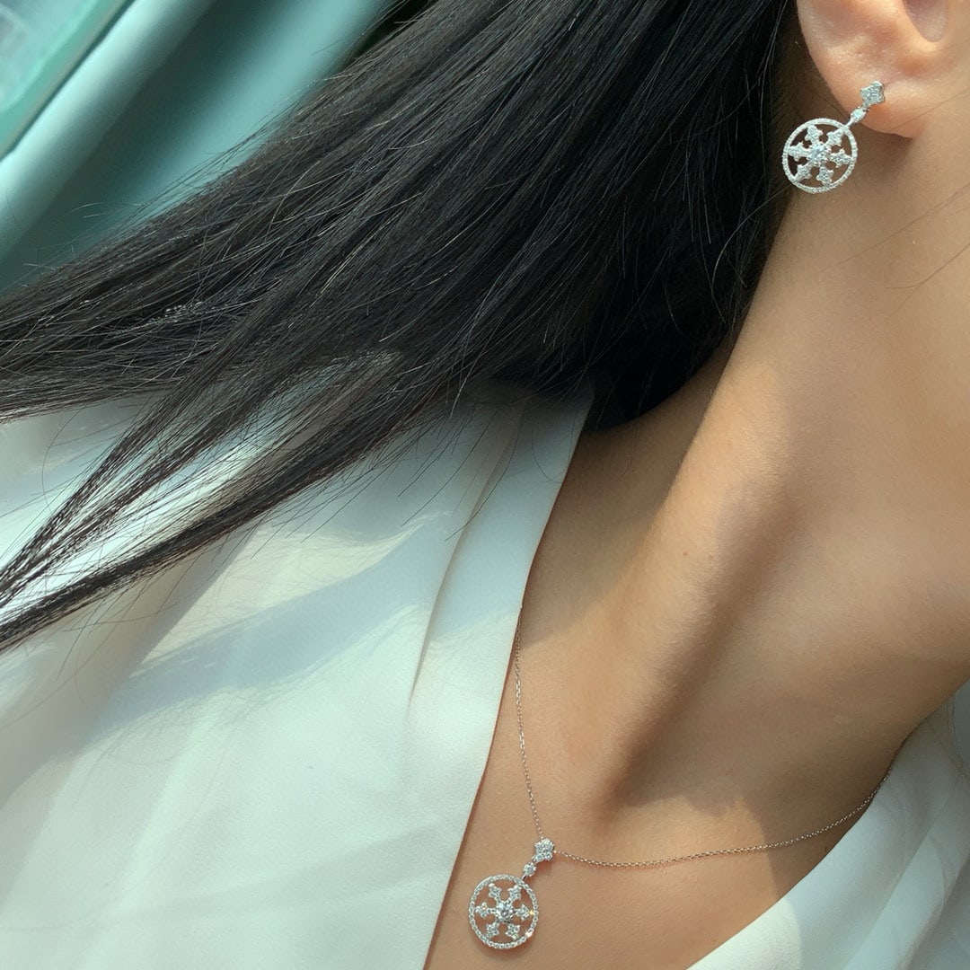 14k Gold 1.46 Ctw Natural H Diamond Jewelry Set - 8