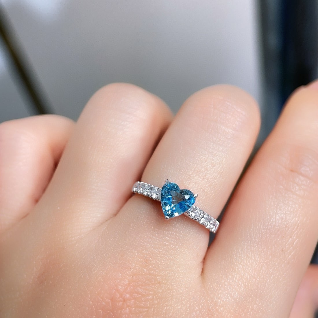 14k Gold 1.4 Ctw Natural Aquamarine & Diamond Ring - 5