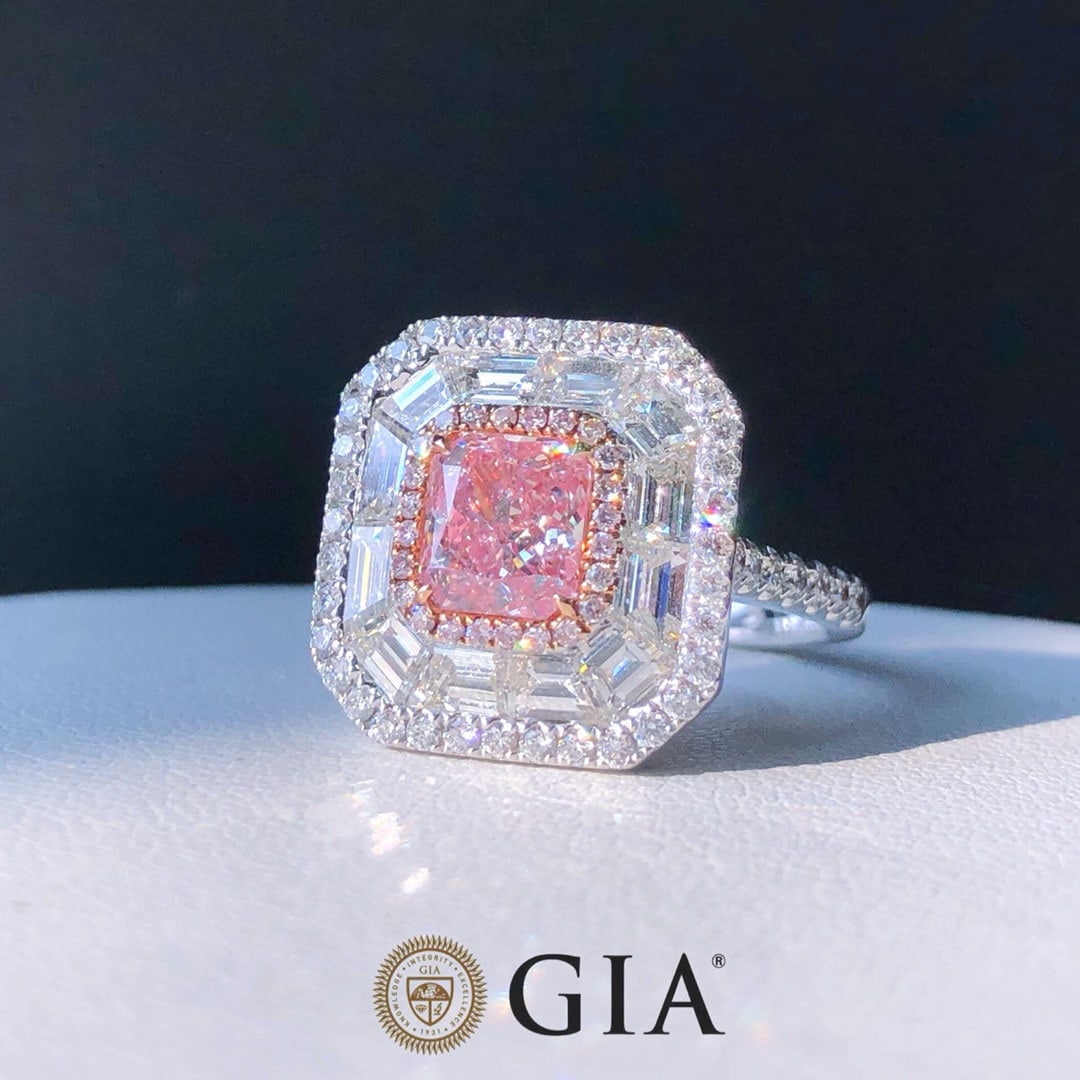 Gia Certified 14k Gold 3.53 Ctw Natural Pink Diamond & Diamond Ring - 2