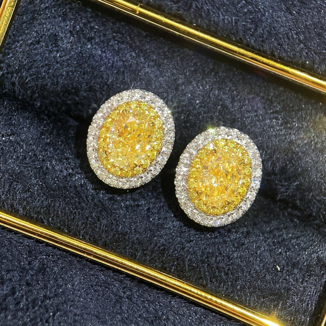 14k Gold 1.32 Ctw Natural Yellow Diamond & Diamond Earrings - 2