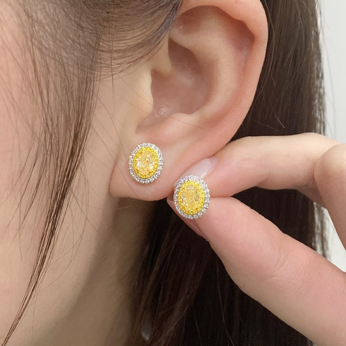 14k Gold 1.32 Ctw Natural Yellow Diamond & Diamond Earrings - 3