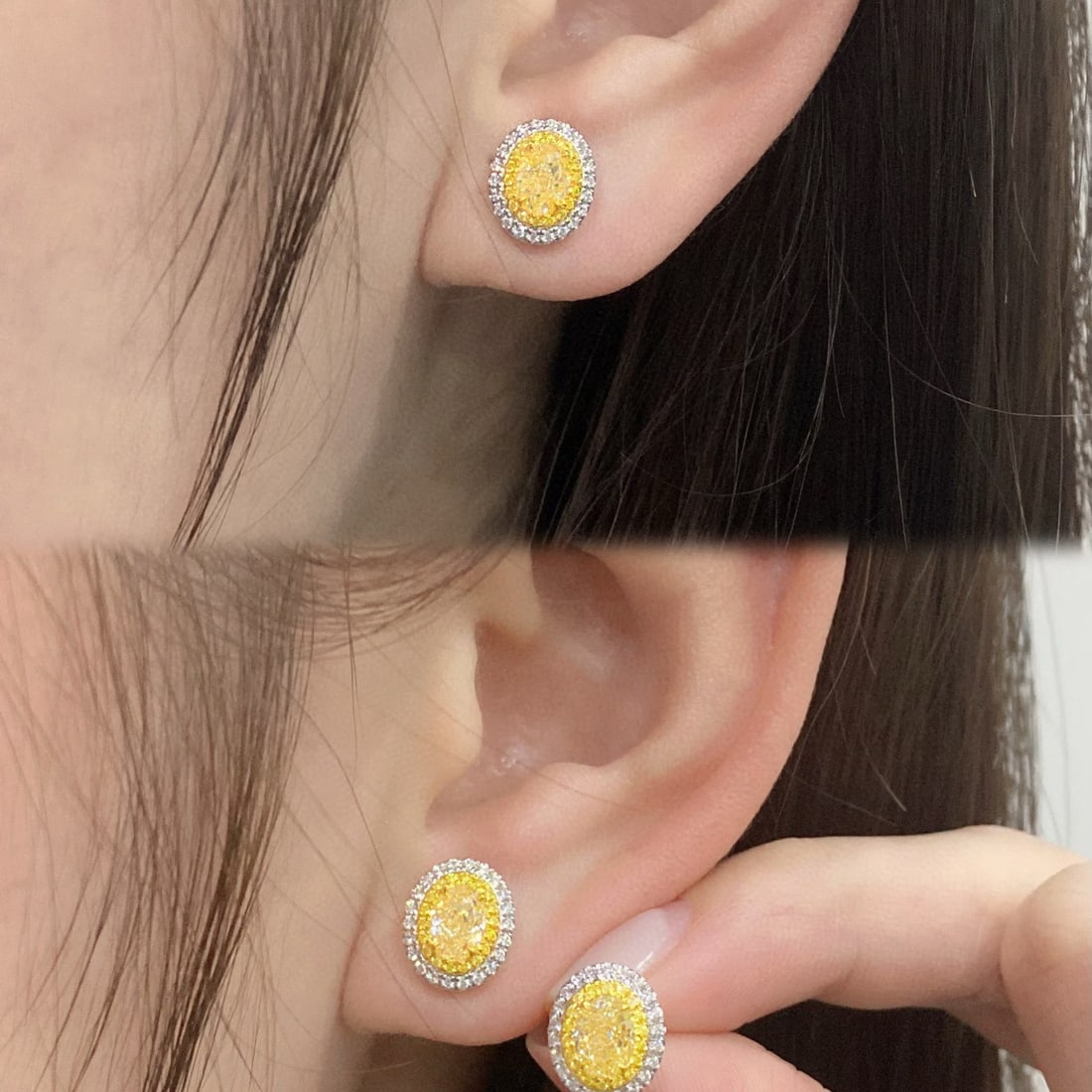 14k Gold 1.32 Ctw Natural Yellow Diamond & Diamond Earrings - 4