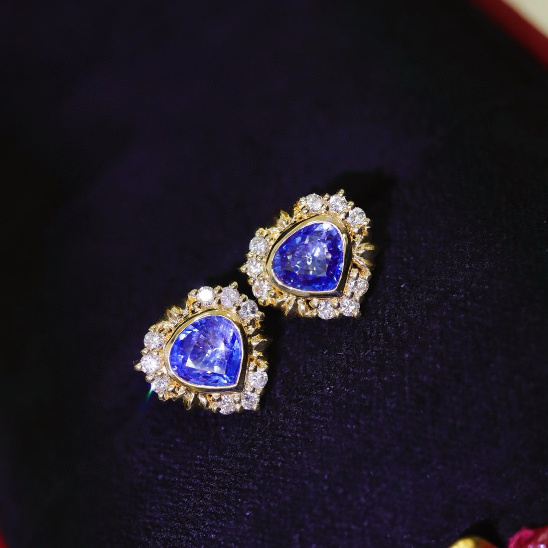 14k Gold 2.25 Ctw Natural Sapphire & Diamond Earrings - 3