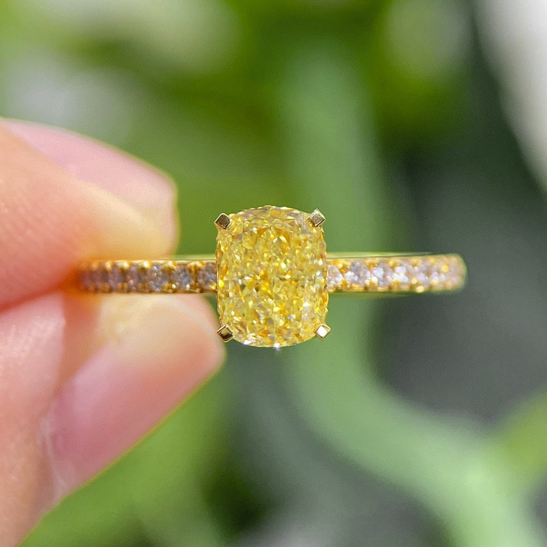 14k Gold 1.22 Ctw Natural Yellow Diamond & Diamond Ring - 2