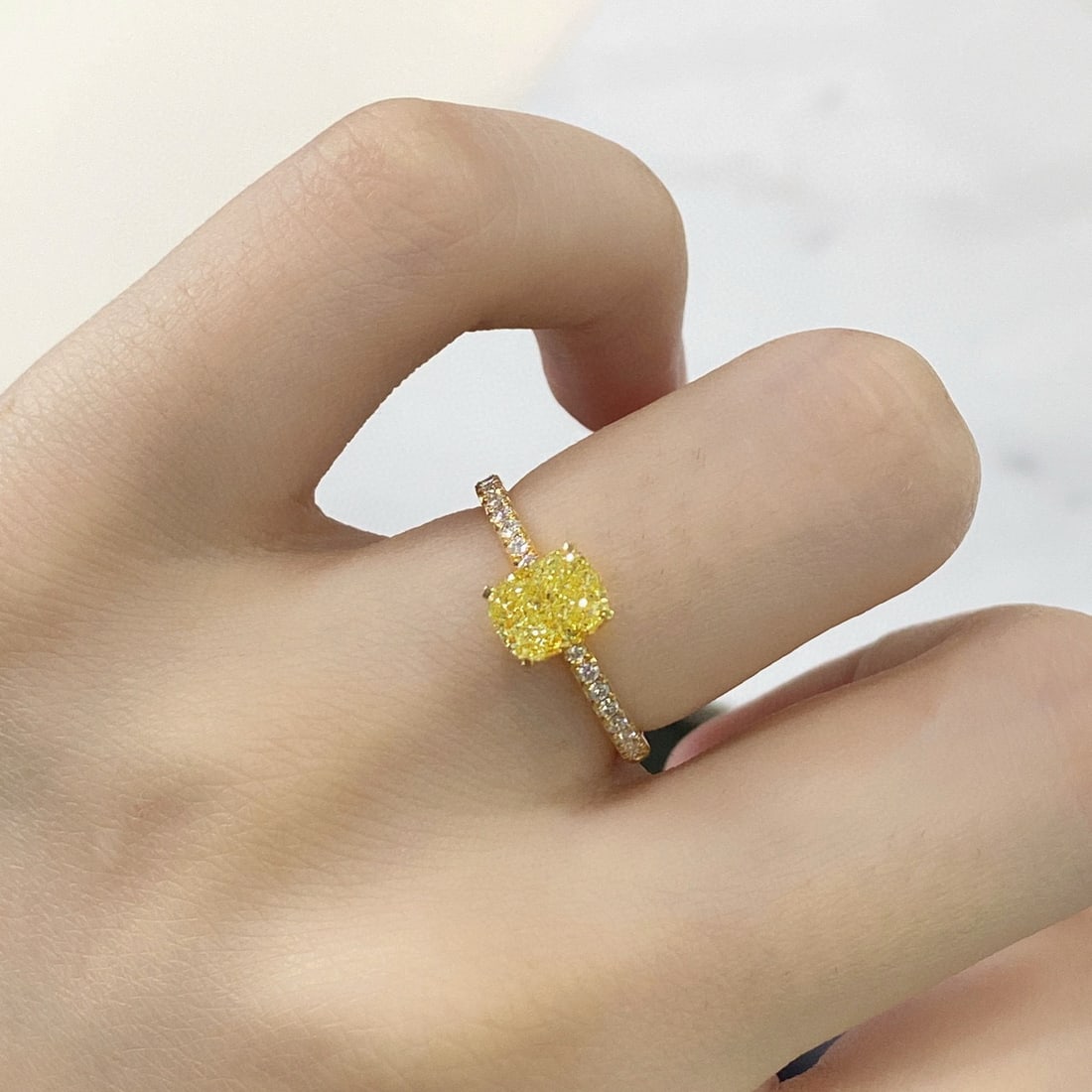 14k Gold 1.22 Ctw Natural Yellow Diamond & Diamond Ring - 3
