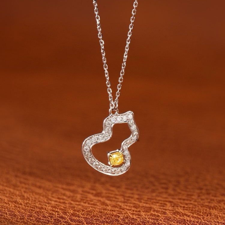 14k Gold 0.24 Ctw Natural Yellow Diamond & Diamond Necklace (1 of 5)