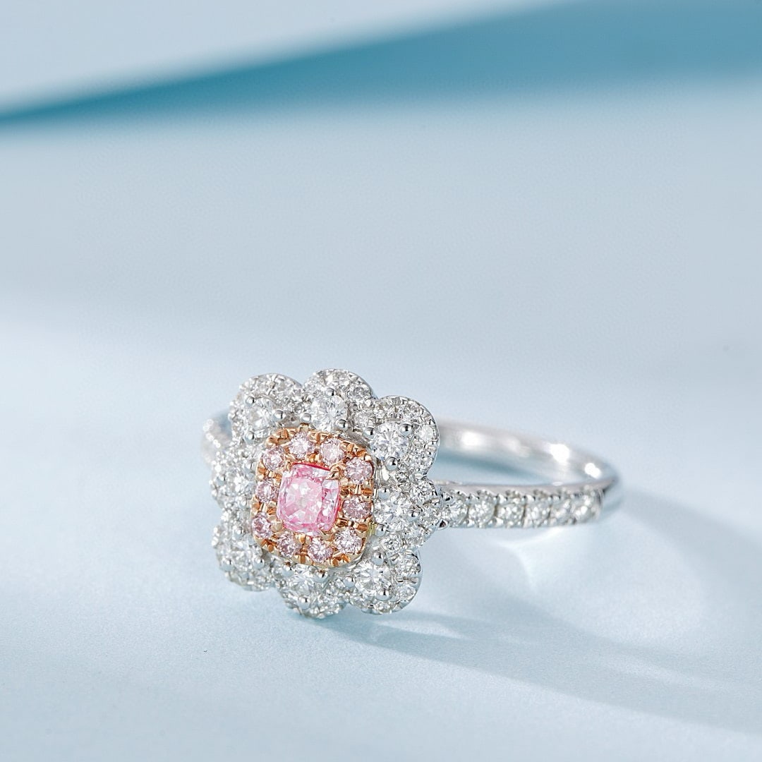 14k Gold 0.66 Ctw Natural Pink Diamond & Diamond Ring - 4