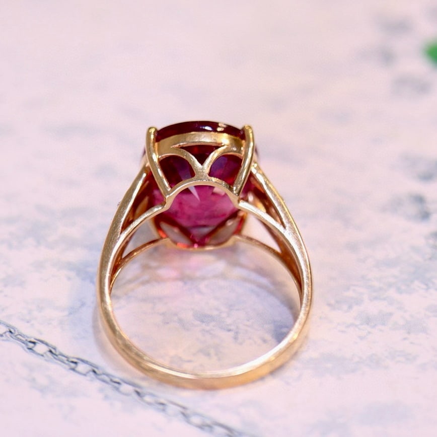 14k Gold 7.63 Ct Natural Tourmaline & Diamond Ring - 5