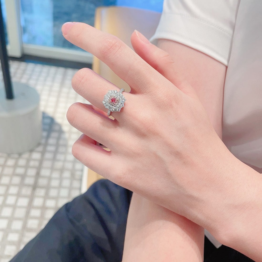 14k Gold 0.87 Ctw Natural Pink Diamond & Diamond Ring - 2