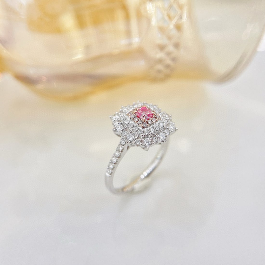 14k Gold 0.87 Ctw Natural Pink Diamond & Diamond Ring - 4