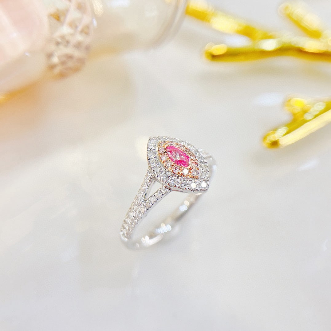 14k Gold 0.45 Ctw Natural Pink Diamond & Diamond Ring - 3