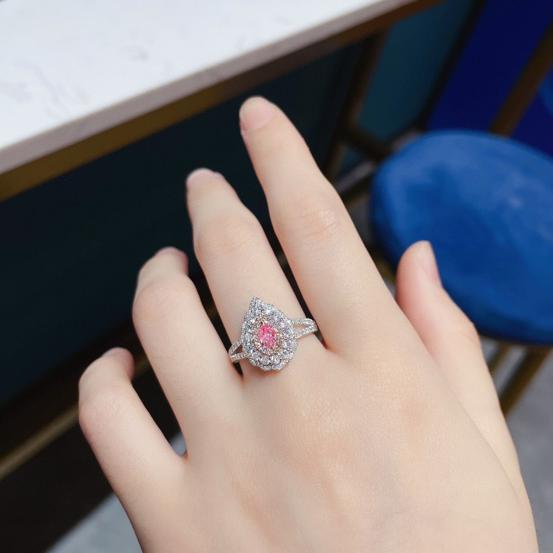 14k Gold 0.84 Ctw Natural Pink Diamond & Diamond Ring - 2