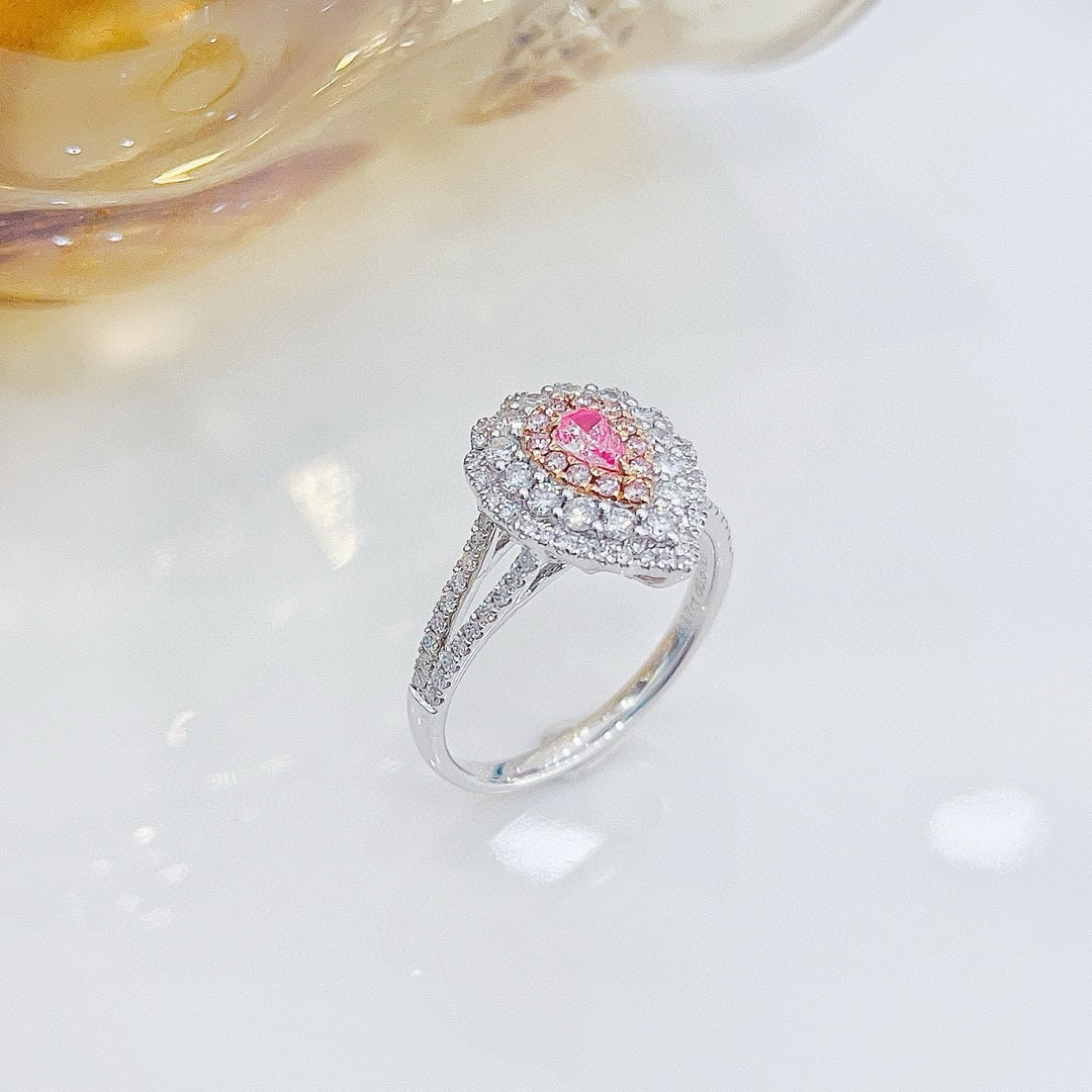 14k Gold 0.84 Ctw Natural Pink Diamond & Diamond Ring - 4
