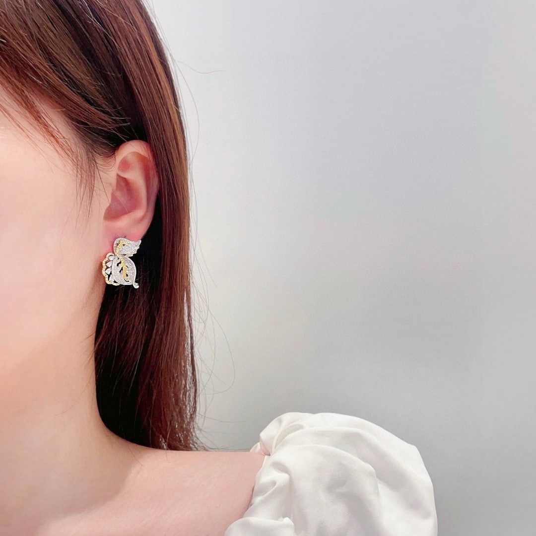 14k Gold 2.70 Ctw Natural Yellow Diamond & Diamond Earrings - 2