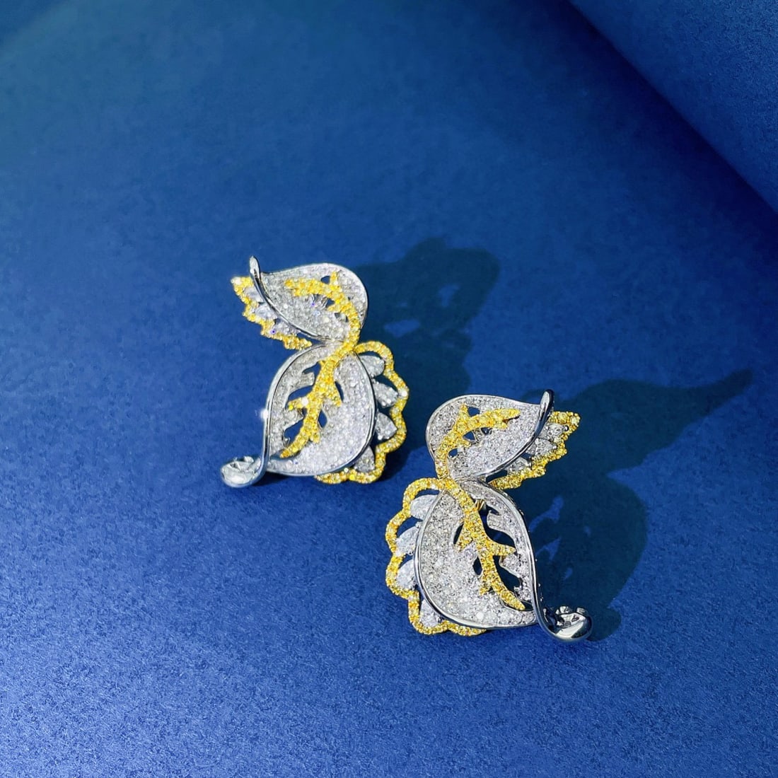 14k Gold 2.70 Ctw Natural Yellow Diamond & Diamond Earrings - 3