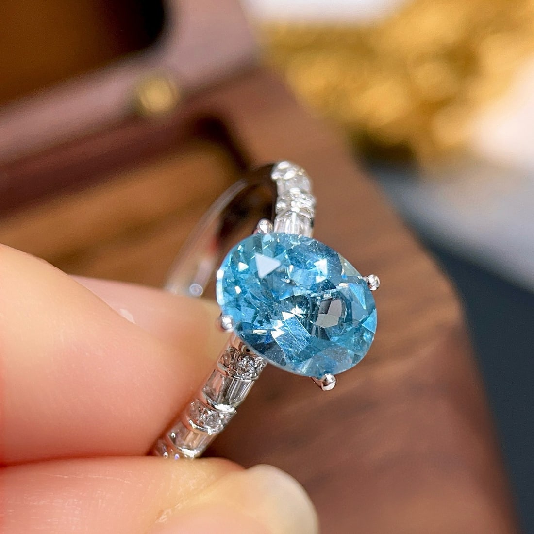 14k Gold 1.87 Ctw Natural Aquamarine & Diamond Ring - 2