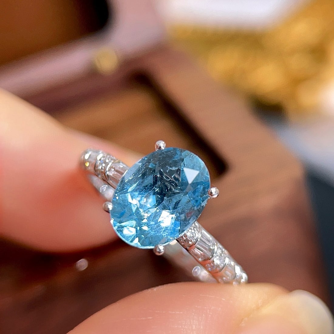 14k Gold 1.87 Ctw Natural Aquamarine & Diamond Ring - 3