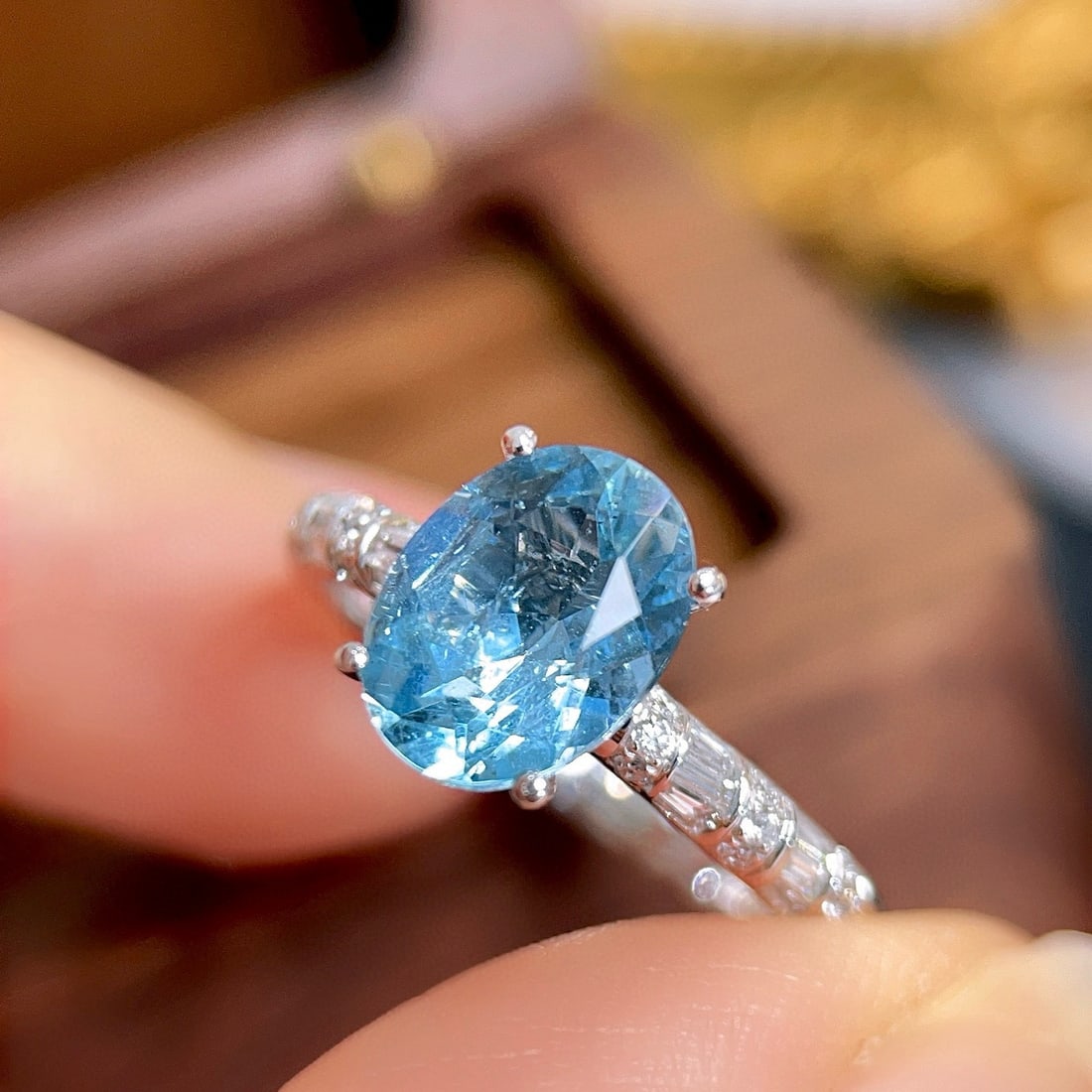 14k Gold 1.87 Ctw Natural Aquamarine & Diamond Ring - 4