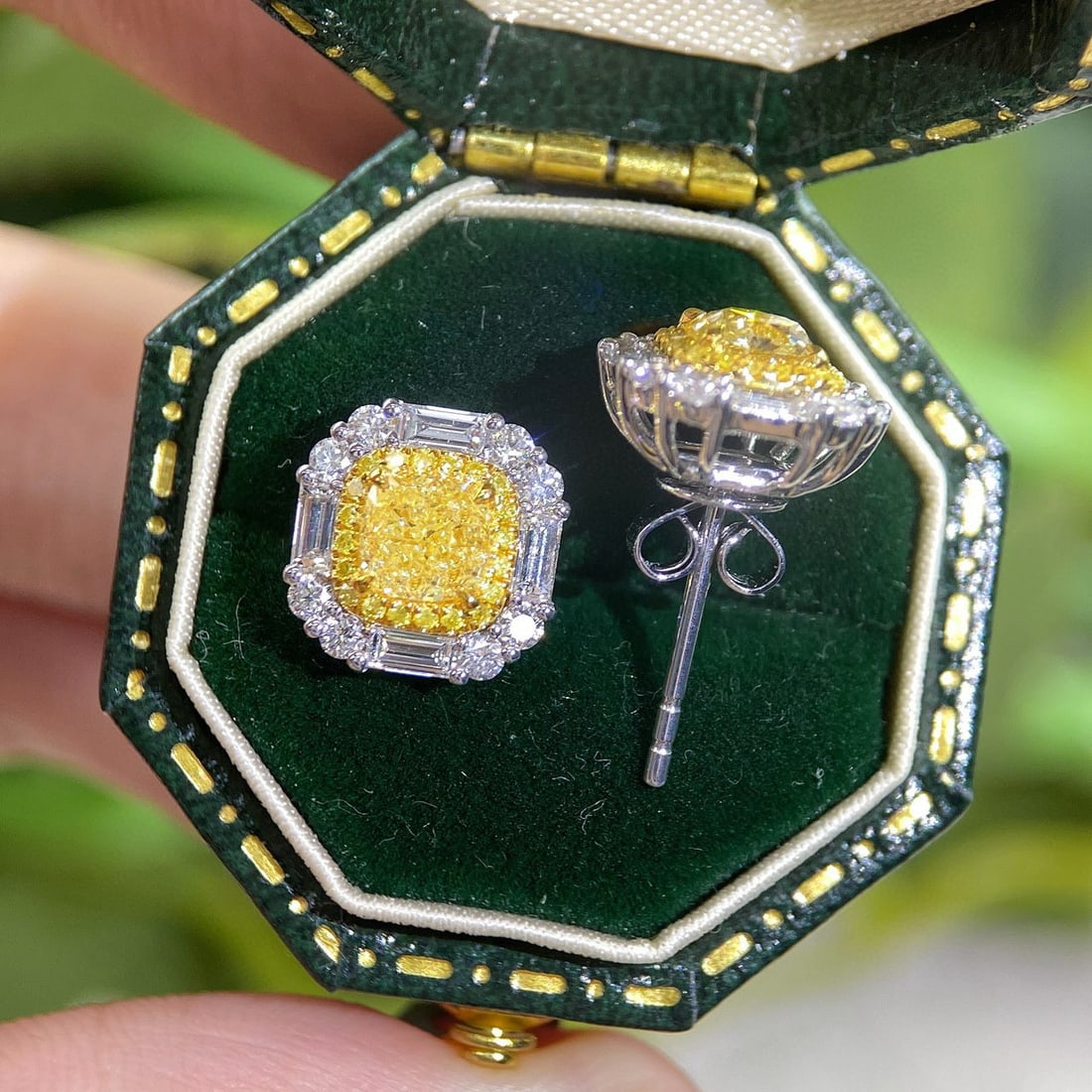 14k Gold 1.67 Ctw Natural Yellow Diamond & Diamond Earrings - 2