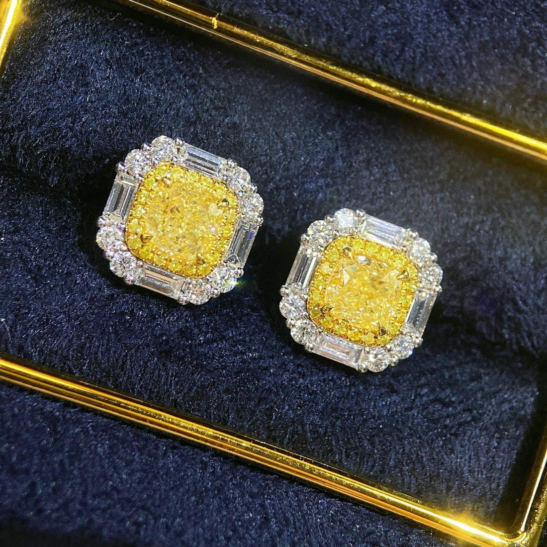 14k Gold 1.67 Ctw Natural Yellow Diamond & Diamond Earrings - 3