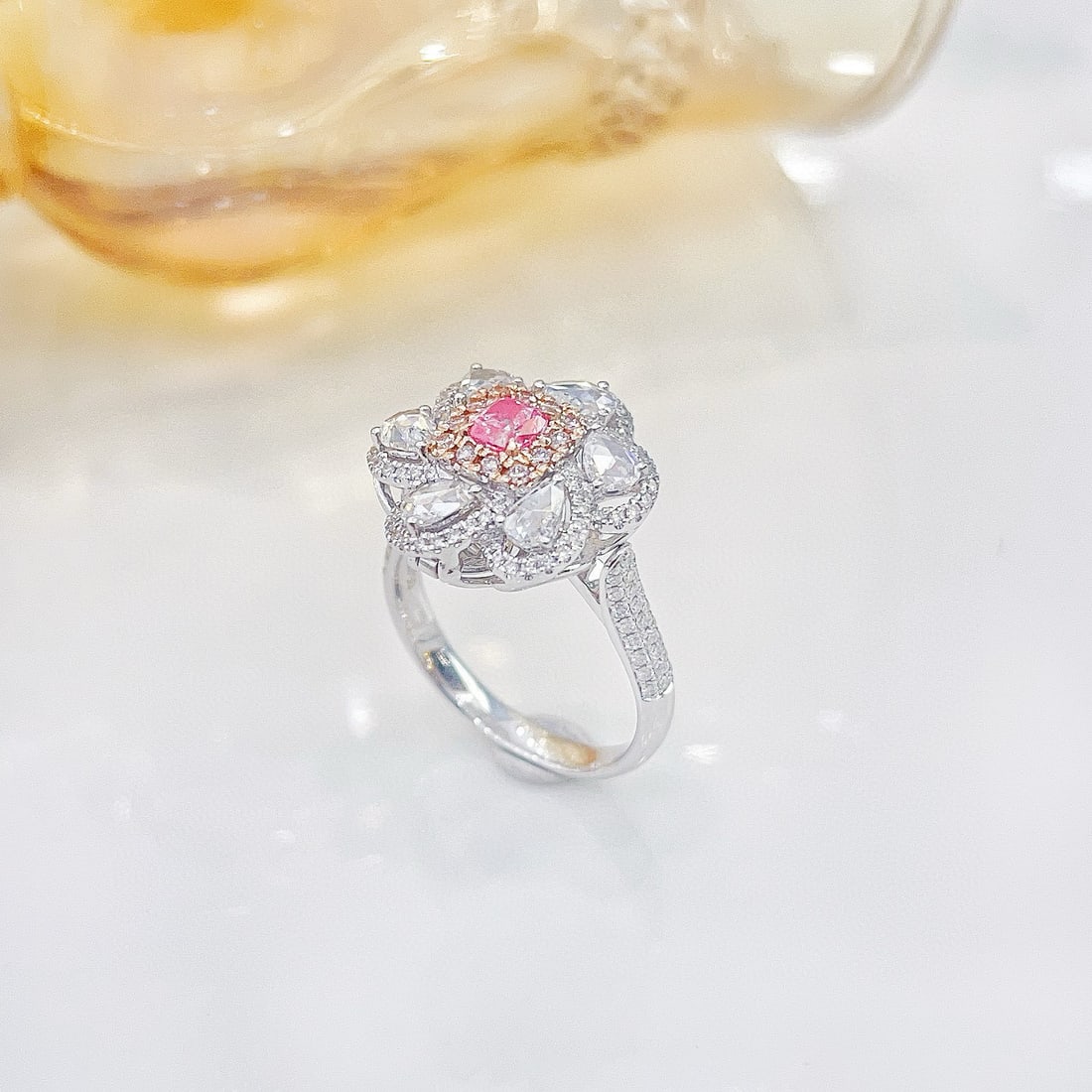 14k Gold 1.22 Ctw Natural Pink Diamond & Diamond Ring/pendant( Without Chain ) - 2