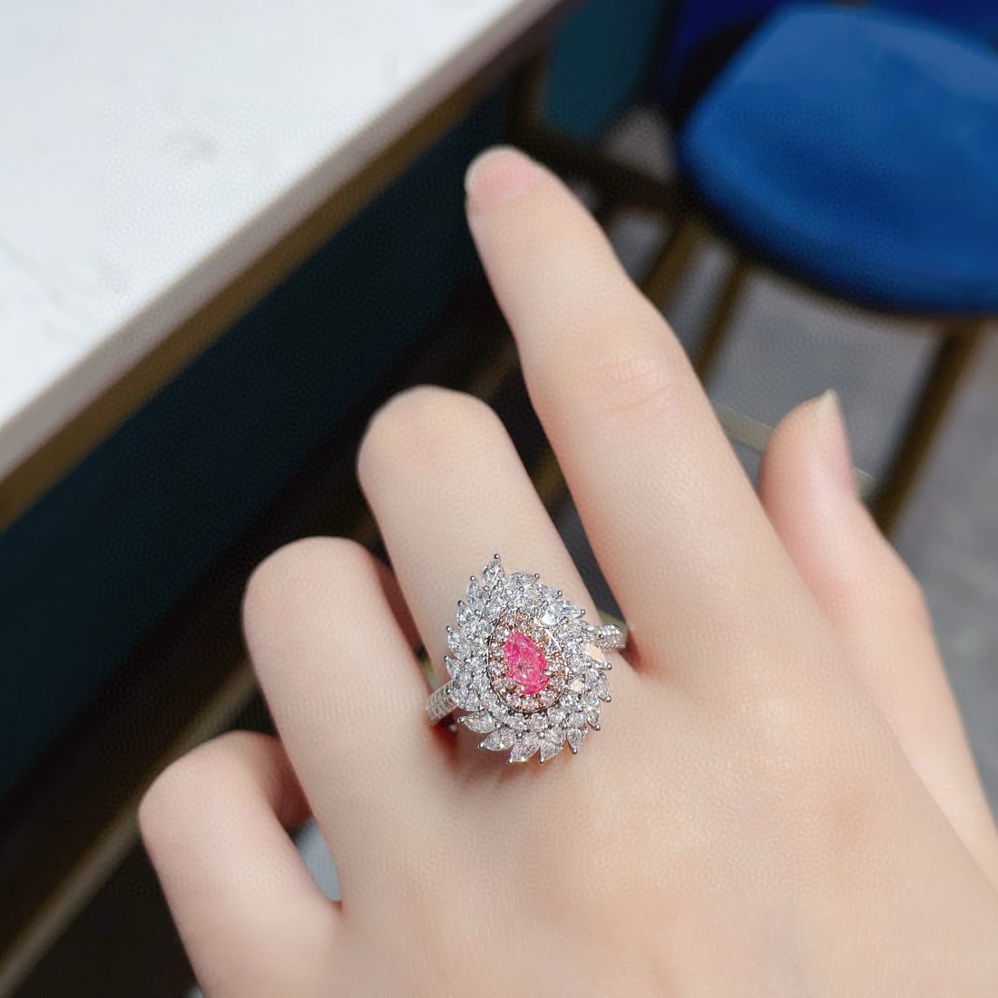 14k Gold 1.39 Ctw Natural Pink Diamond & Diamond Ring/pendant( Without Chain ) - 2