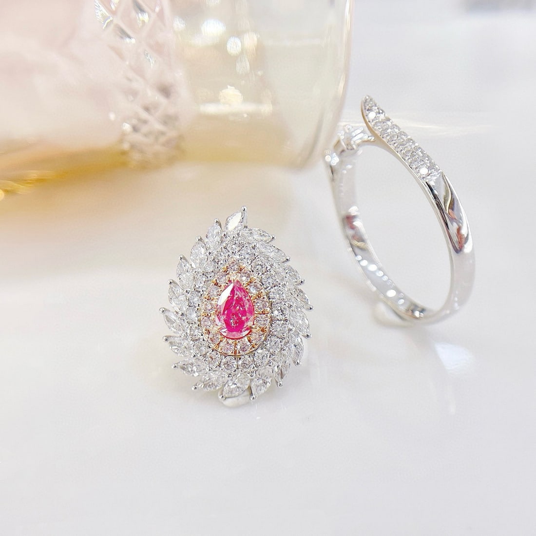 14k Gold 1.39 Ctw Natural Pink Diamond & Diamond Ring/pendant( Without Chain ) - 4