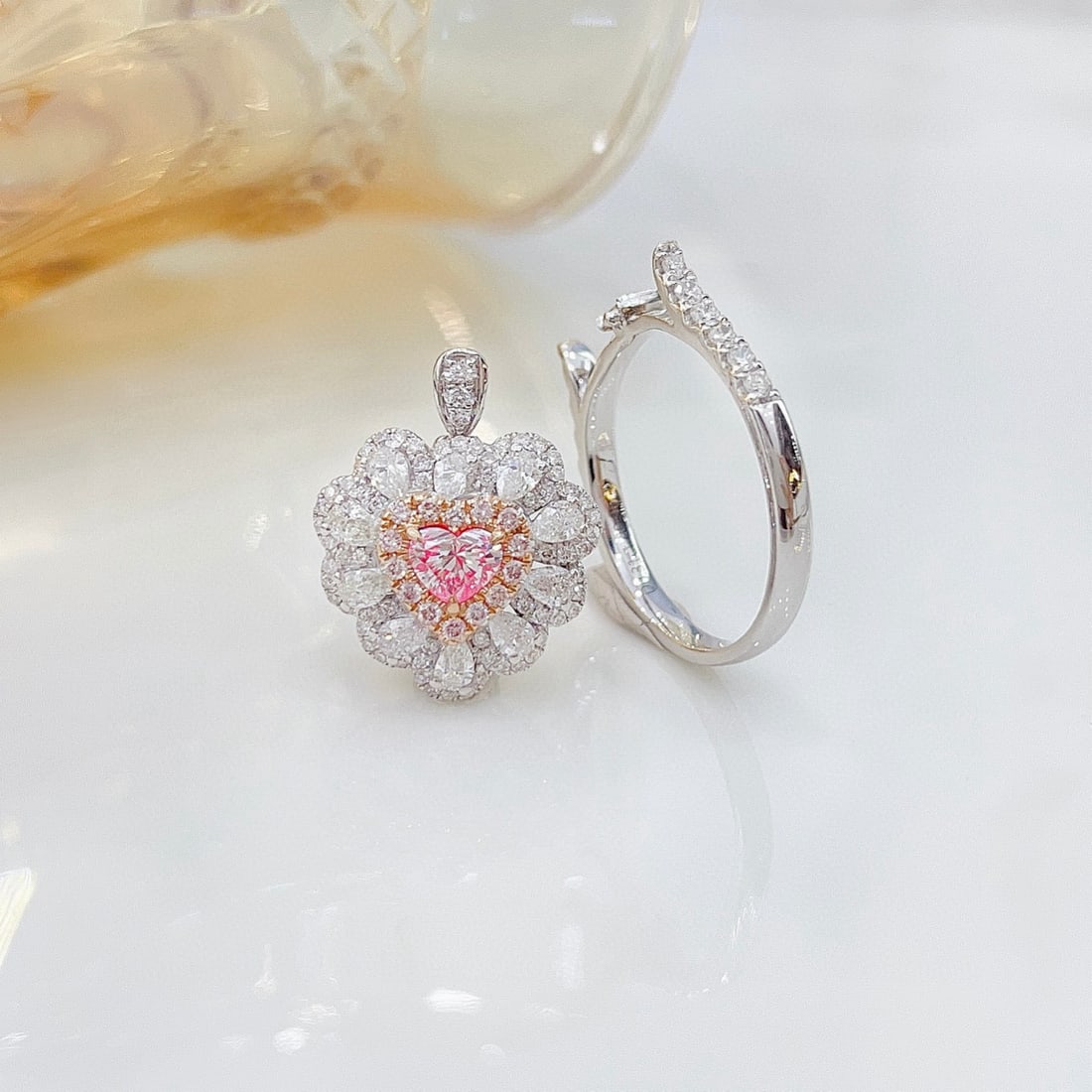 14k Gold 1.27 Ctw Natural Pink Diamond & Diamond Ring/pendant( Without Chain ) - 4