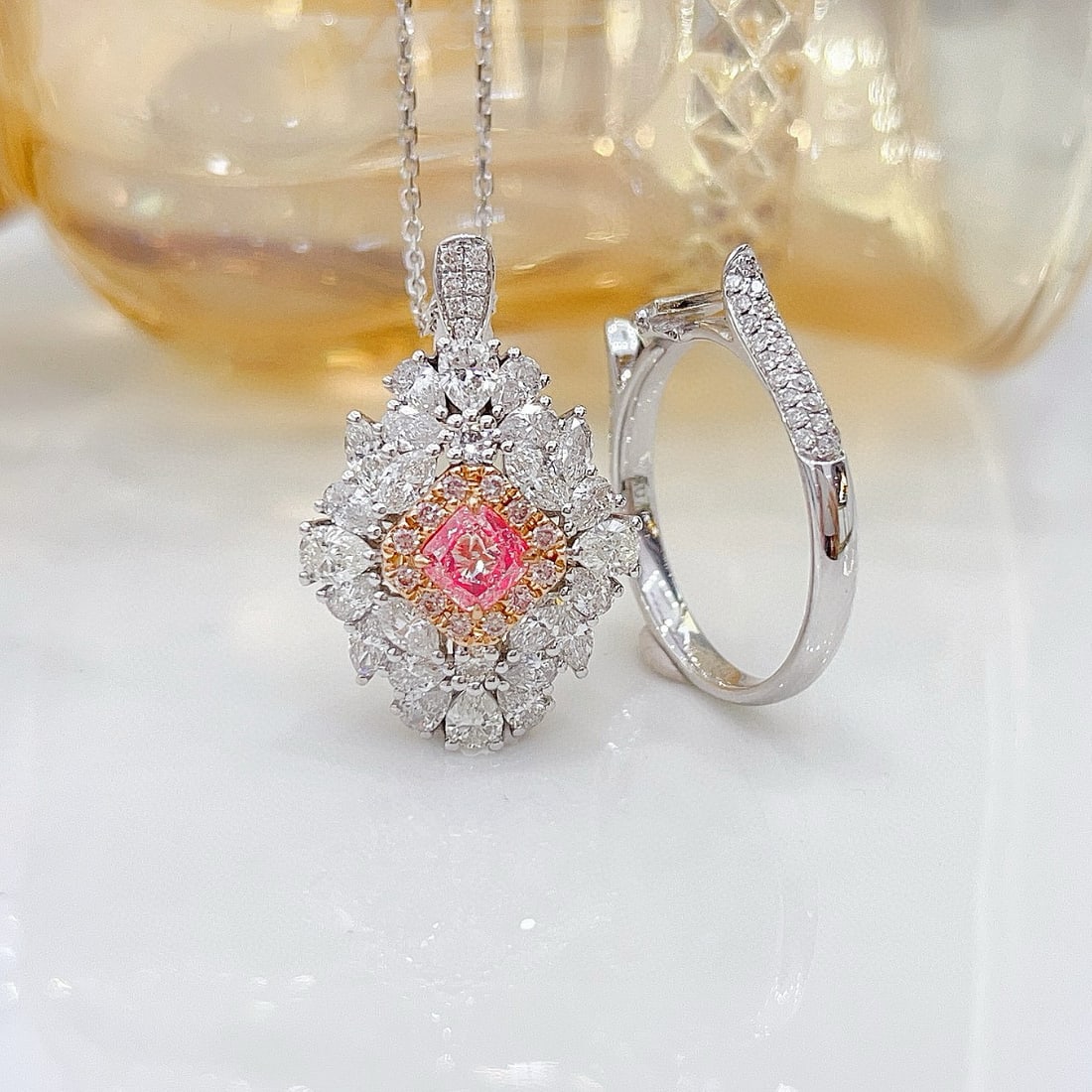 14k Gold 2.36 Ctw Natural Pink Diamond & Diamond Ring/pendant( Without Chain ) - 4