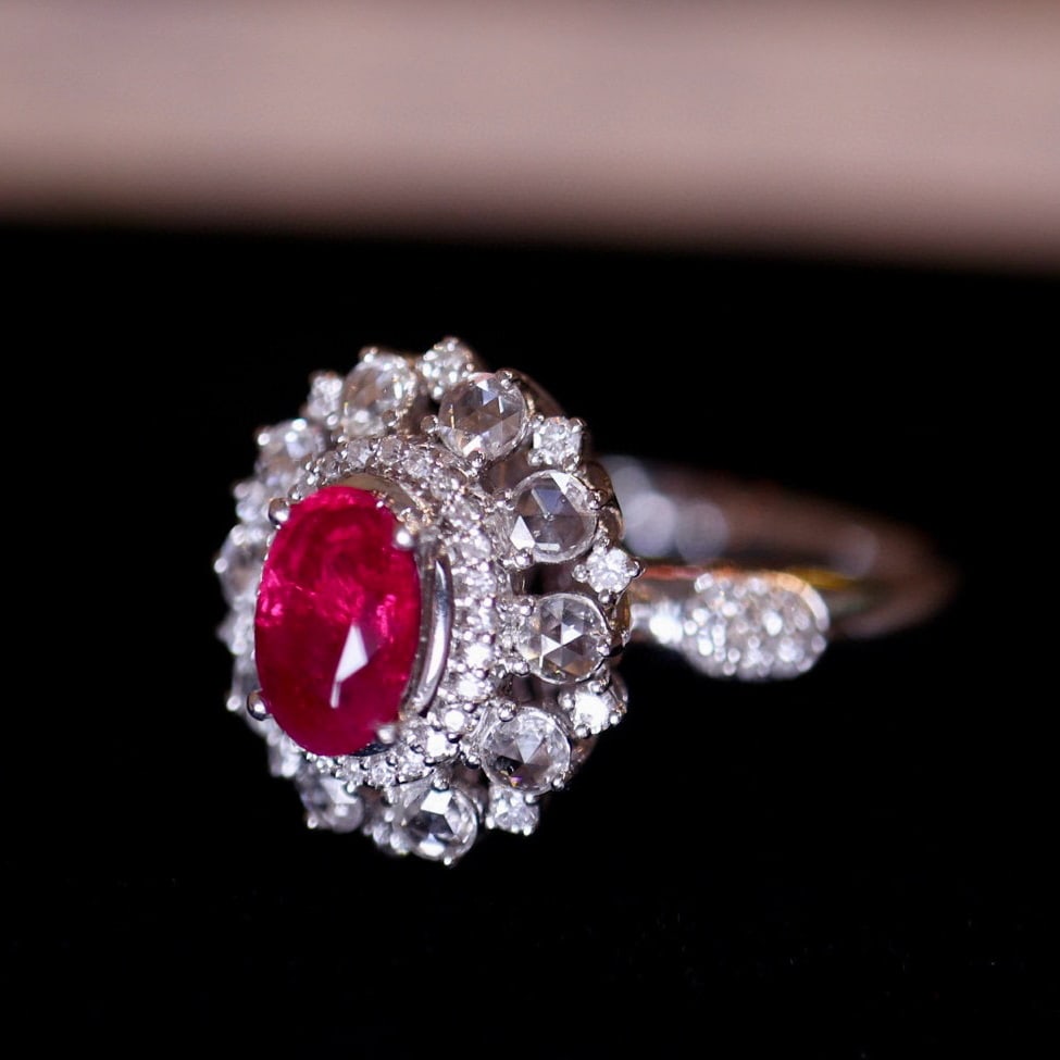 14k Gold 1 Ct Natural Ruby & Diamond Ring - 4