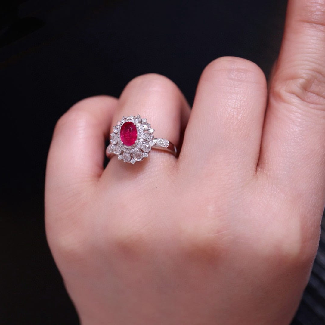 14k Gold 1 Ct Natural Ruby & Diamond Ring - 6