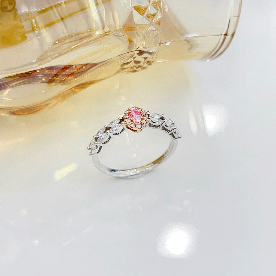 14k Gold 0.52 Ctw Natural Pink Diamond & Diamond Ring - 4