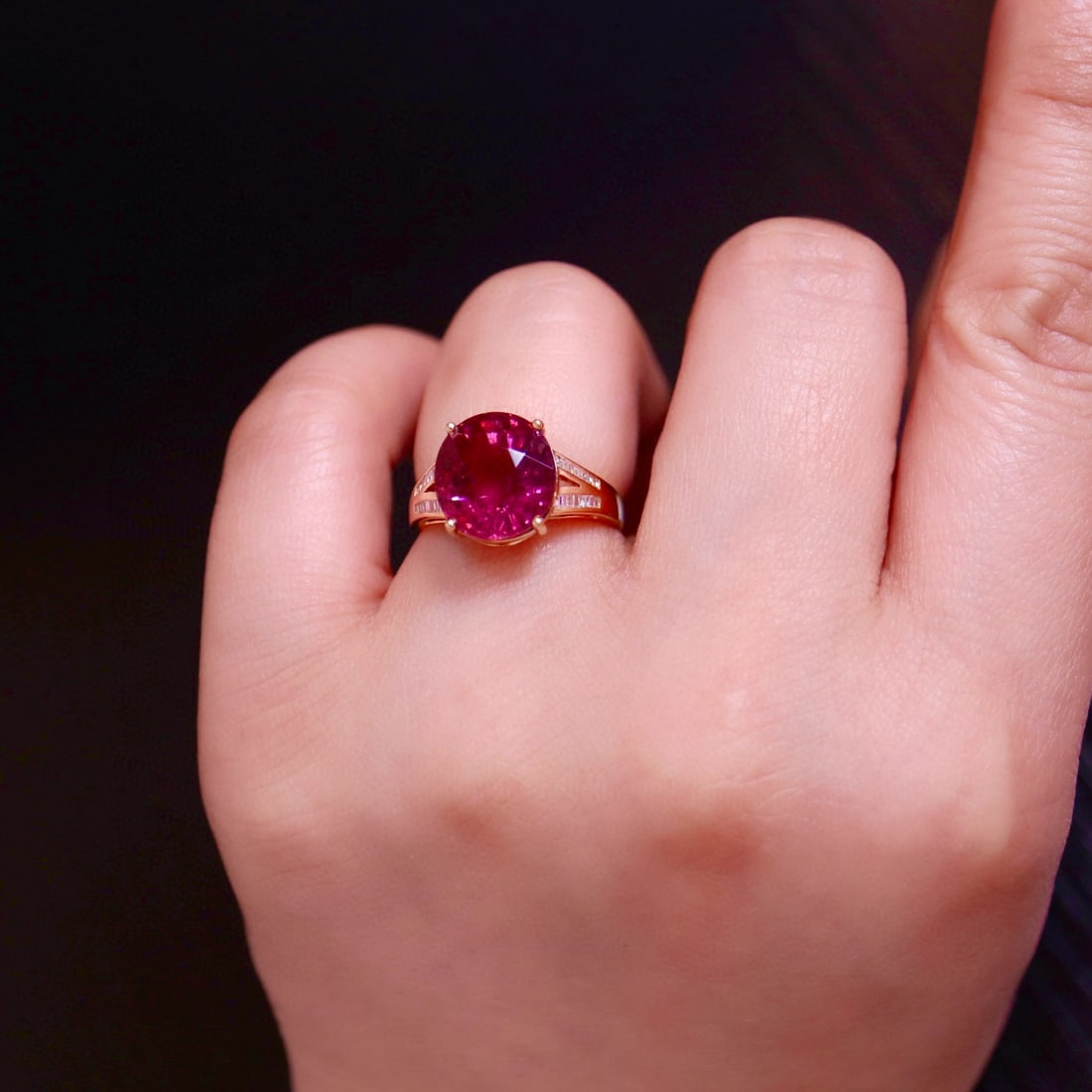 14k Gold 5.82 Ct Natural Tourmaline & Diamond Ring - 6