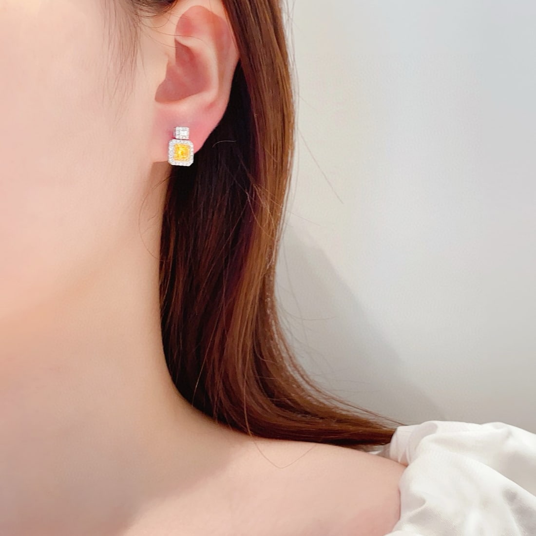 14k Gold 1.22 Ctw Natural Yellow Diamond & Diamond Earrings - 6