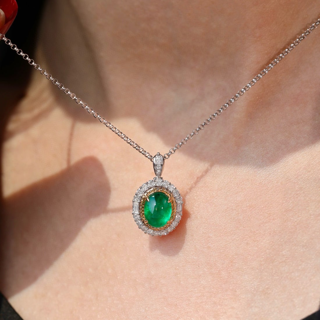 14k Gold 2.45 Ctw Vivid Green Natural Emerald & Diamond Ring/pendant( Without Chain ) - 4