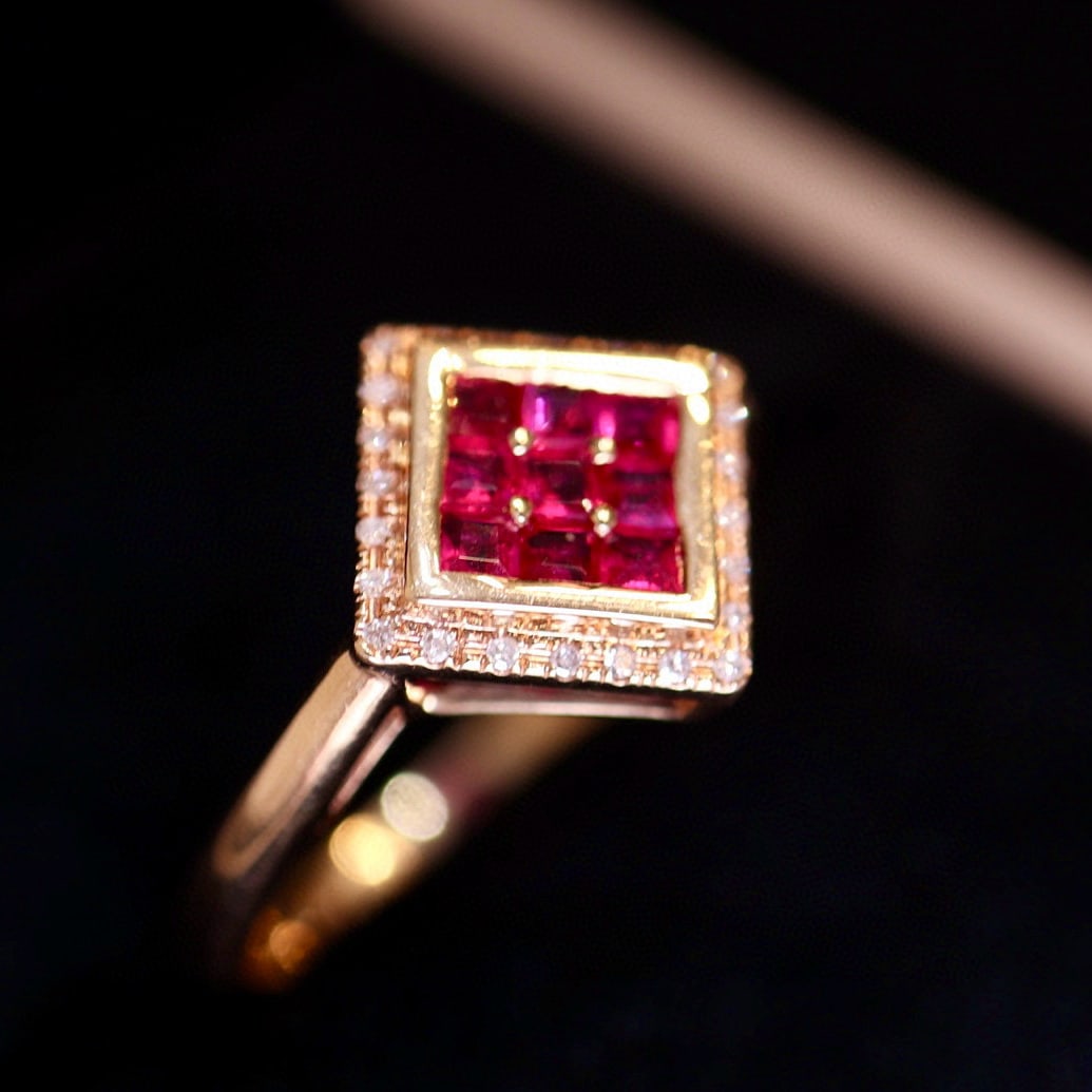 14k Gold 0.4 Ct Natural Ruby & Diamond Ring - 3