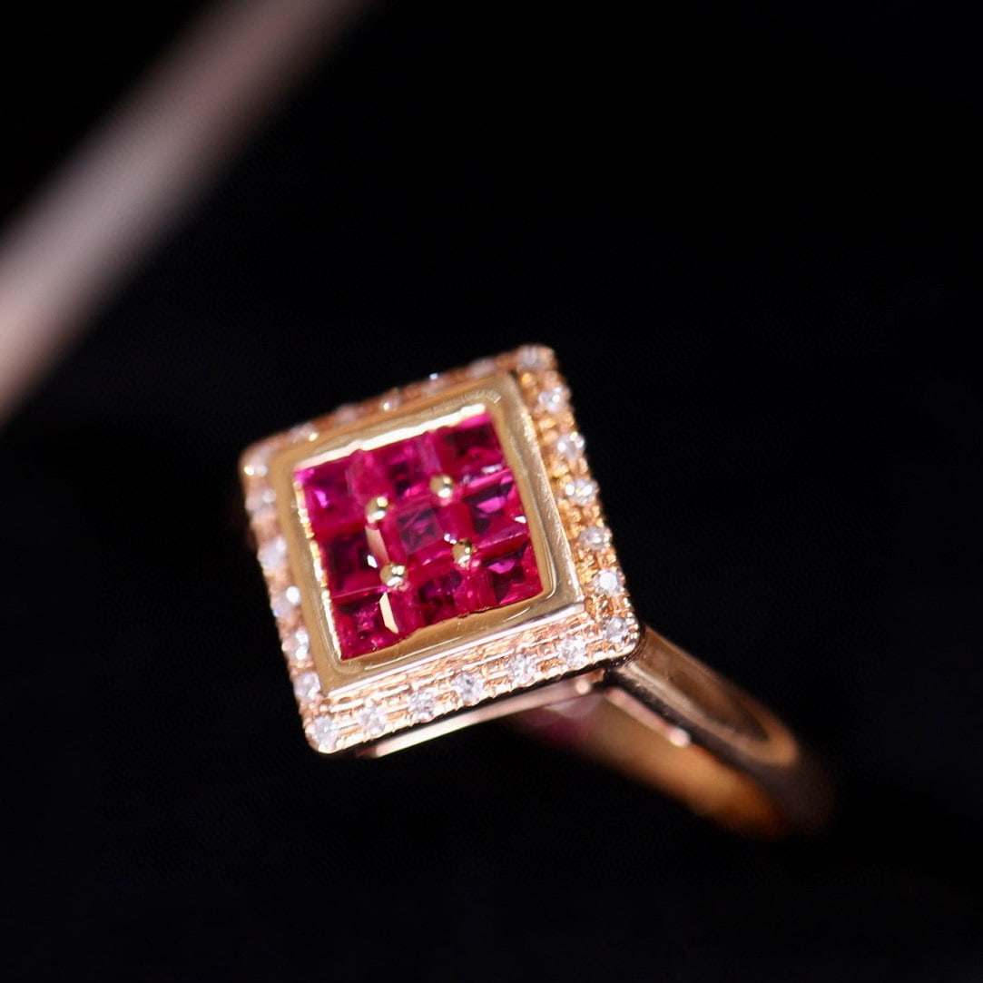 14k Gold 0.4 Ct Natural Ruby & Diamond Ring - 4
