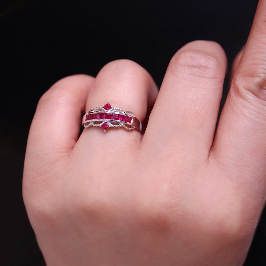 14k Gold 0.61 Ct Natural Ruby Ring - 6