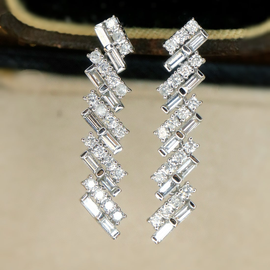 14k Gold 1 Ct Natural H Diamond Earrings - 3