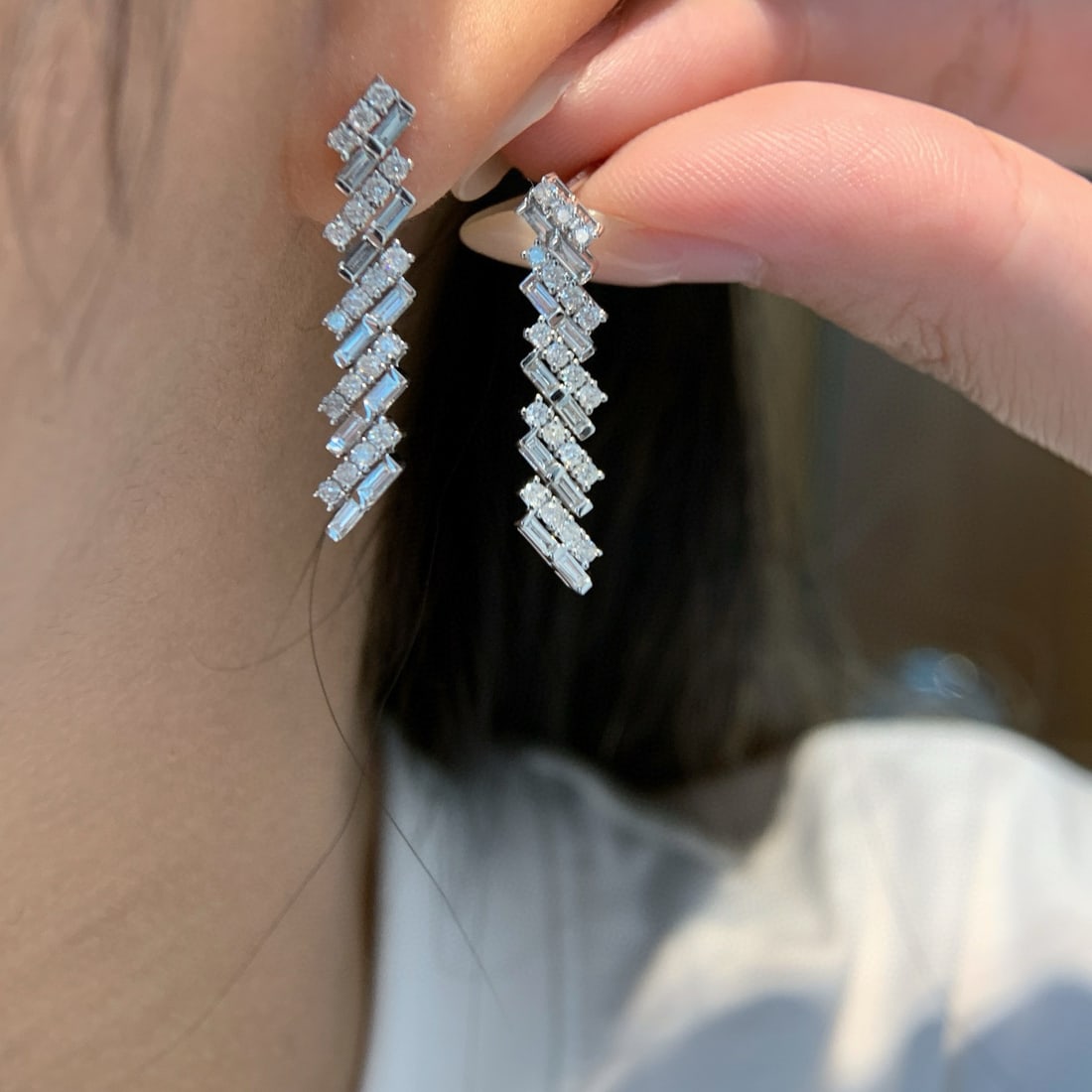 14k Gold 1 Ct Natural H Diamond Earrings - 5