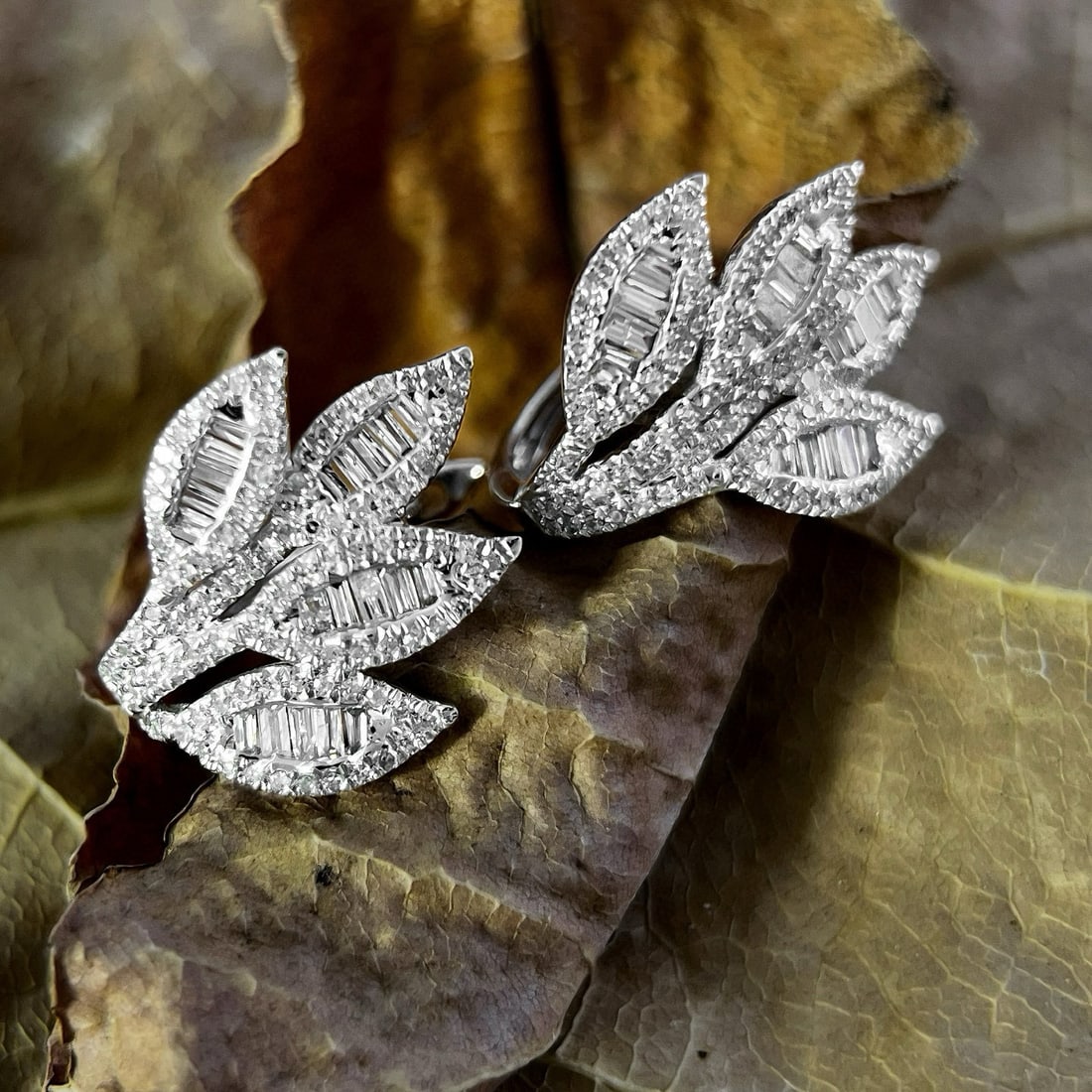 14k Gold 0.56 Ct Natural H Diamond Earrings - 2