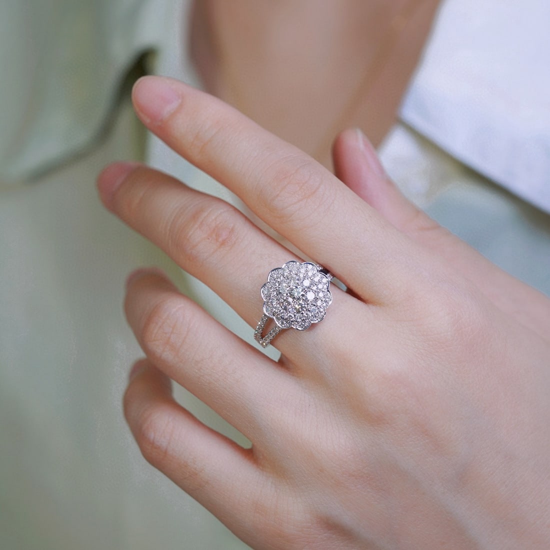 14k Gold 1.32 Ct Natural H Diamond Ring - 2