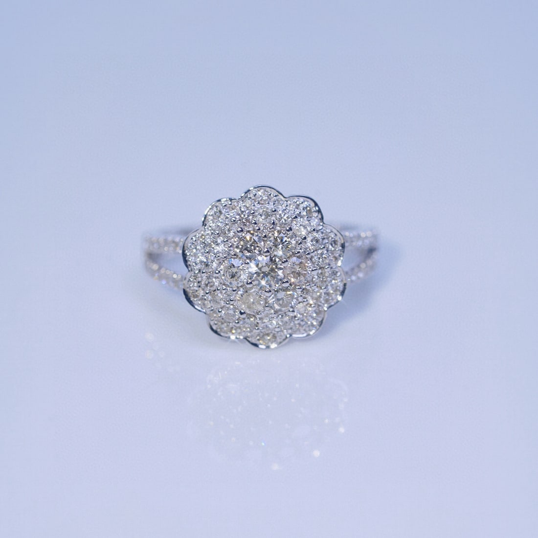 14k Gold 1.32 Ct Natural H Diamond Ring - 5