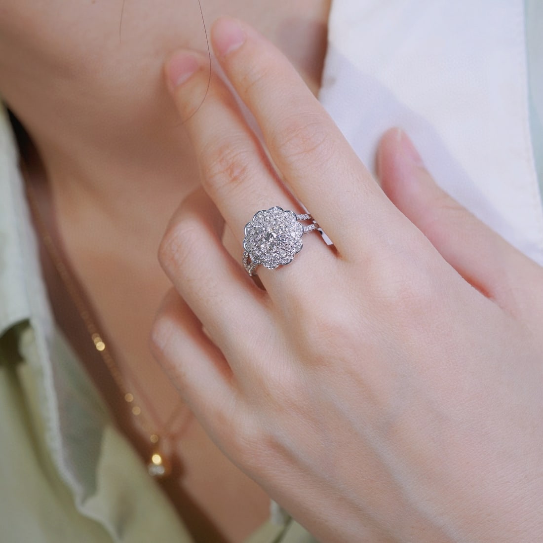 14k Gold 1.32 Ct Natural H Diamond Ring - 6