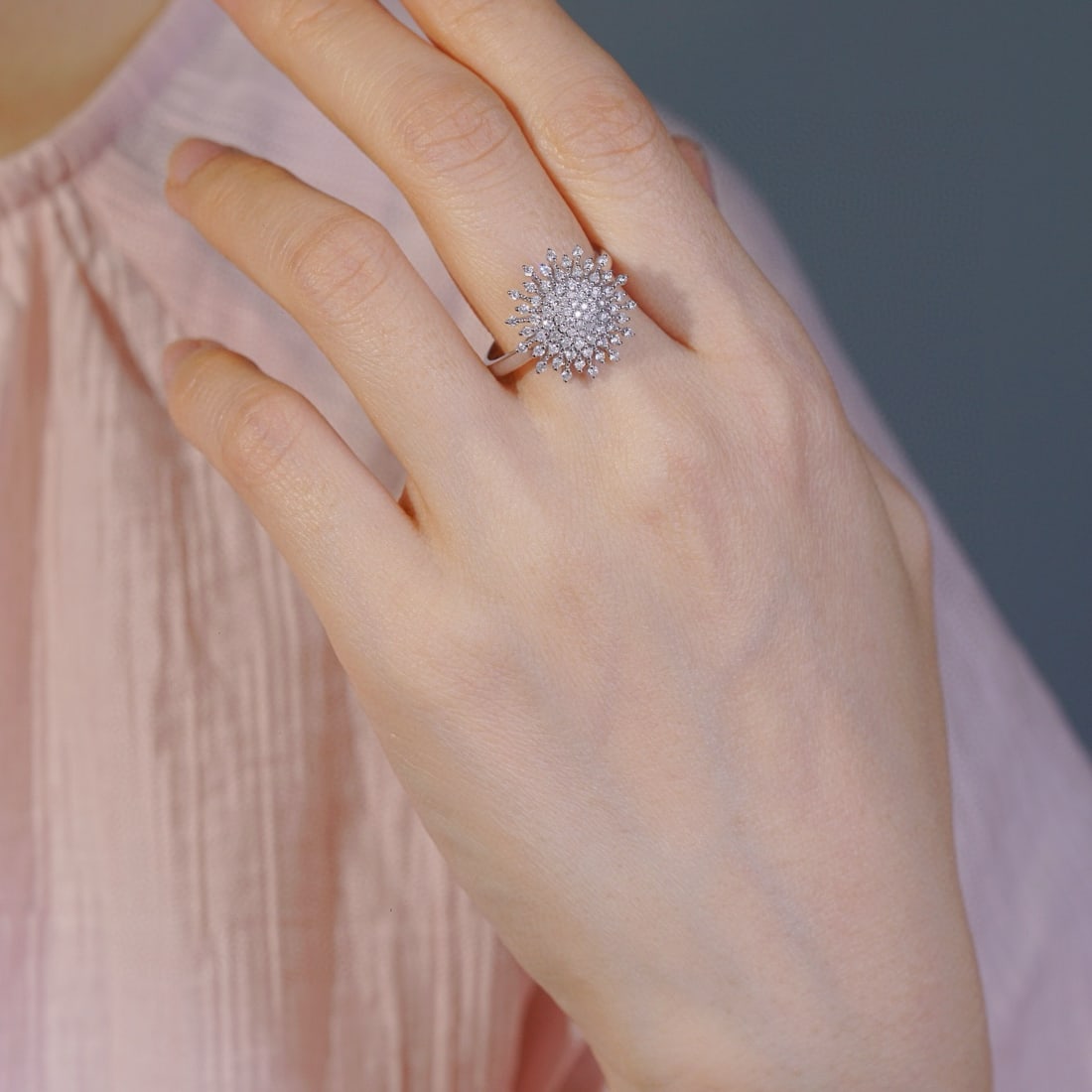 14k Gold 0.60 Ct Natural H Diamond Ring - 6