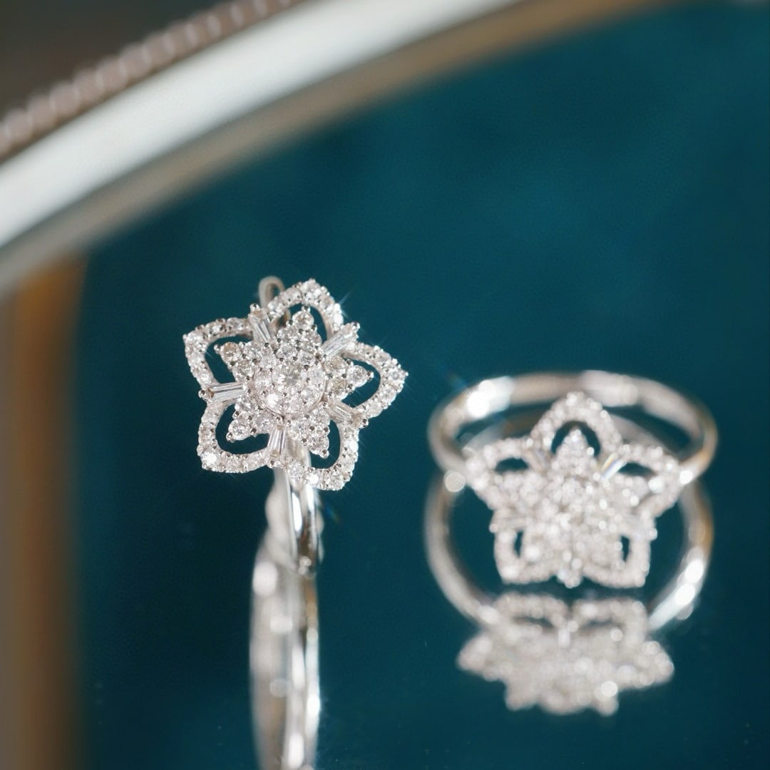 14k Gold 0.60 Ct Natural H Diamond Ring - 9