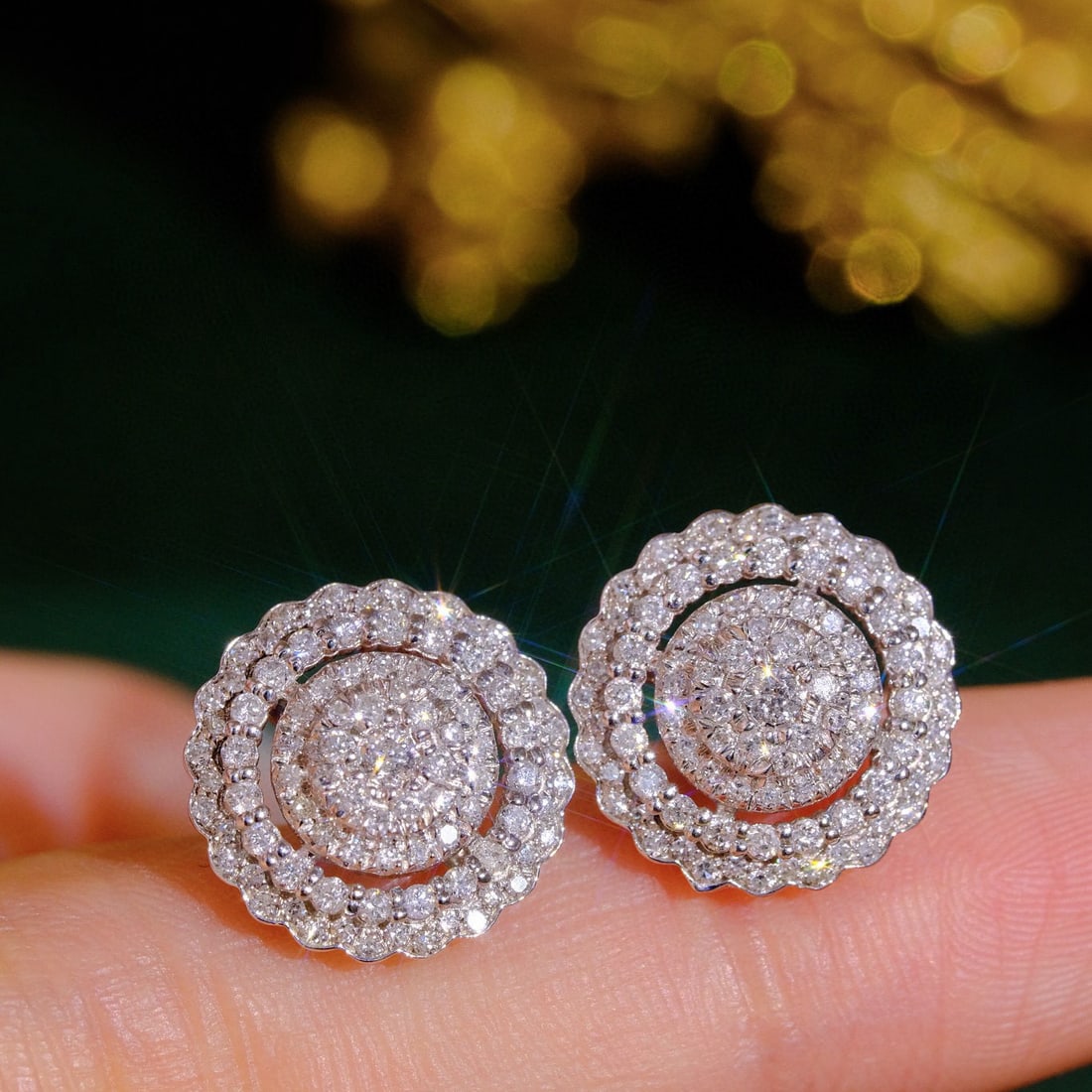 14k Gold 1 Ct Natural H Diamond Earrings - 2