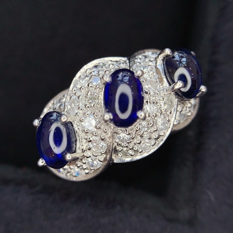 14k Gold 2.3 Ct Natural Sapphire & Diamond Ring - 2